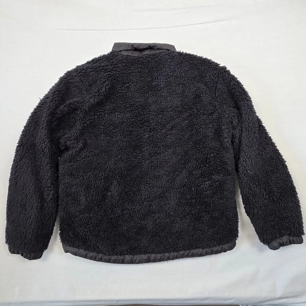 The North Face Reversible Fleece Puffer Jacket Kids Youth Sz L Black Logo Winter
